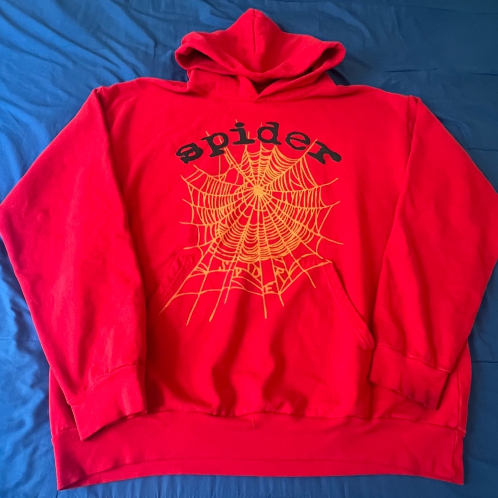 Red Spider Web Graphic Hoodie - spider world wide 🕷️🕸️🌎